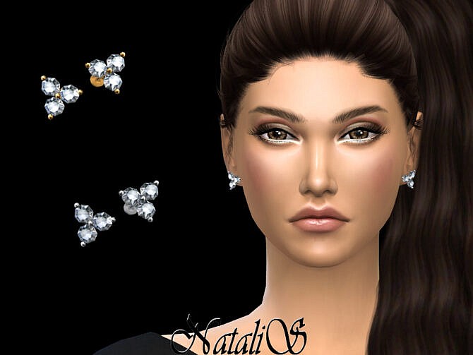 Sims 4 Triple diamond cluster stud by NataliS at TSR