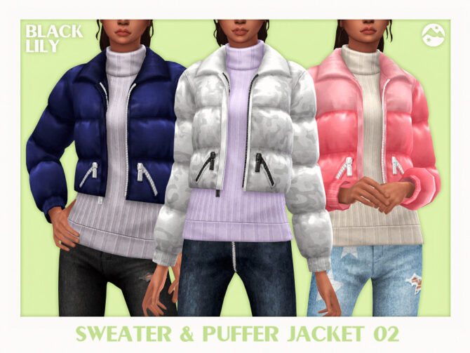 Sims 4 Sweater & Puffer Jacket 02 by Black Lily at TSR