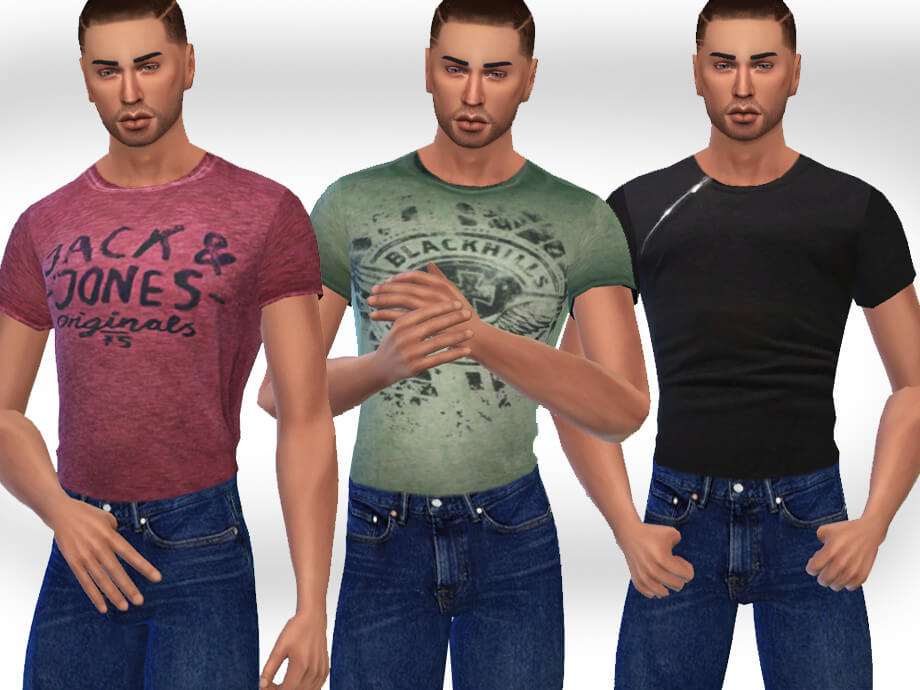 Male Sims Casual T-shirts by Saliwa at TSR » Sims 4 Updates