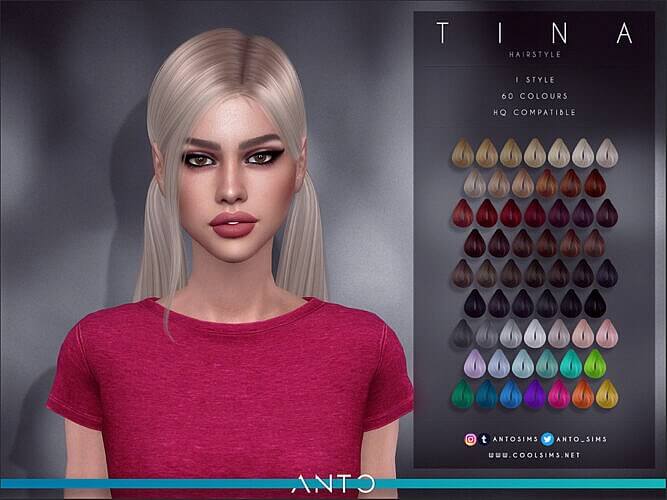 Tina Sims 4 Hairstyle By Anto