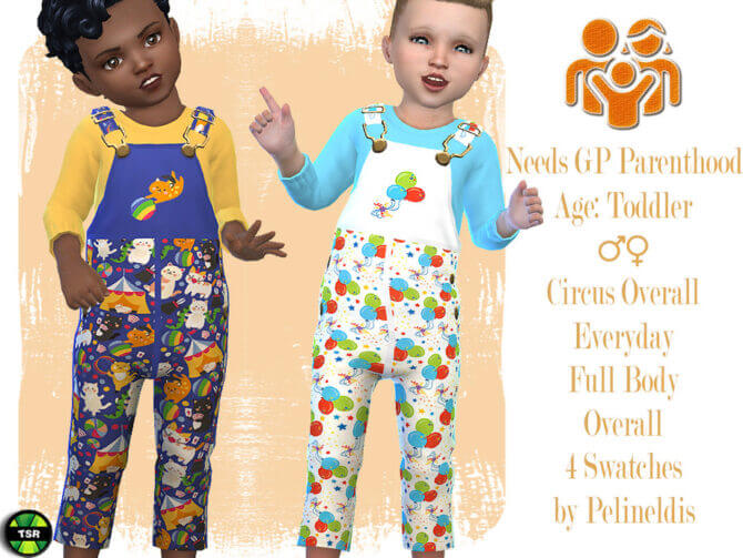 Sims 4 Toddler Circus Overall by Pelineldis at TSR