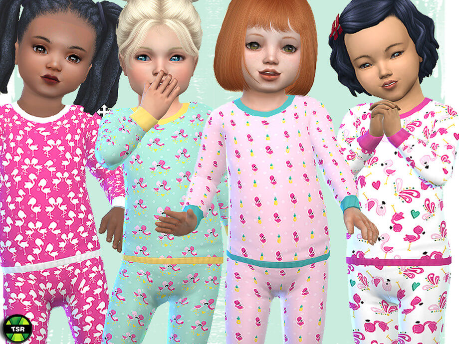 Toddler Flamingo Pyjamas Top by Pelineldis at TSR » Sims 4 Updates