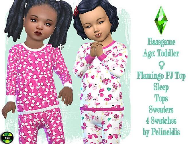 Sims 4 Toddler Flamingo Pyjamas Top by Pelineldis at TSR