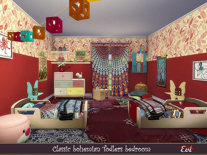 Sims 4 Classic Bohemian Toddlers Room by evi at TSR