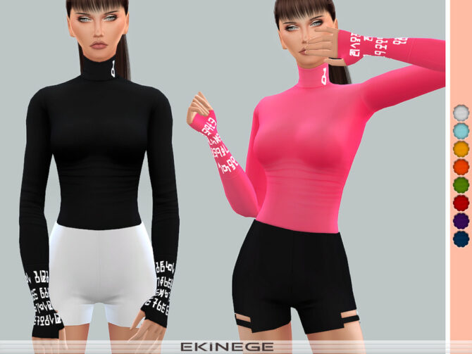 Sims 4 Turtleneck Top With Thumb Holes by ekinege at TSR
