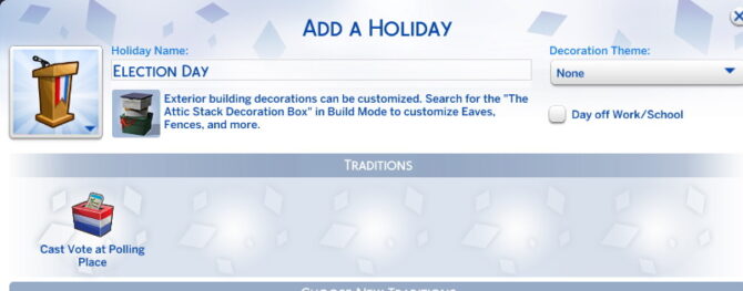 Voting Holiday Tradition Mod The Sims 4