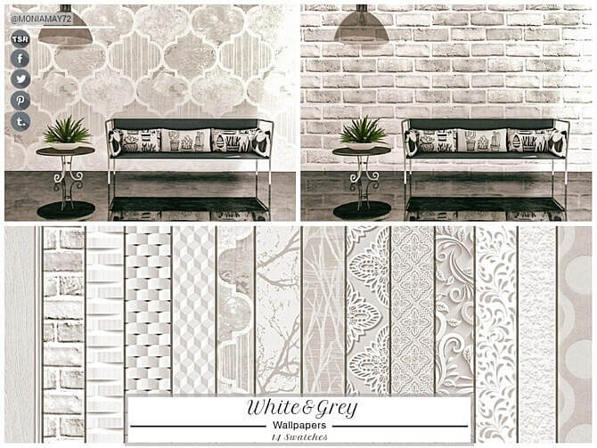 Sims 4 White&Grey Wallpapers by Moniamay72 at TSR