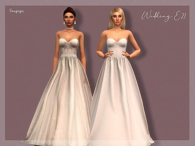 Sims 4 Wedding Dress DR 390 by laupipi at TSR