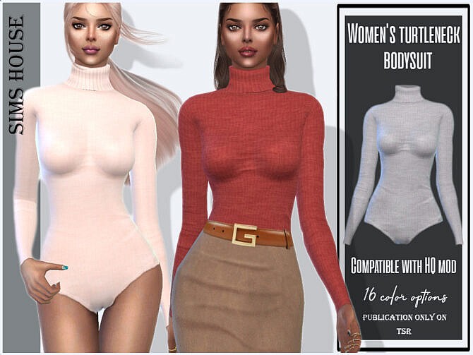 Sims 4 Womens turtleneck bodysuit by Sims House at TSR