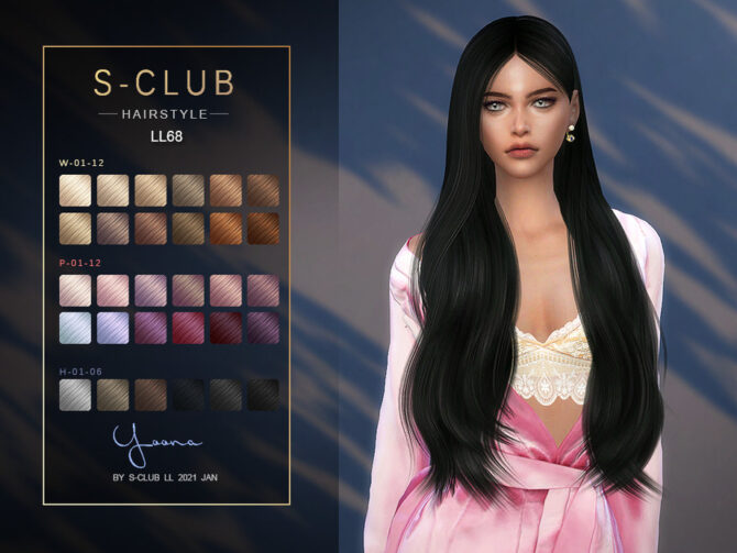 Sims 4 Yana Long Straight Hair N68 by S Club LL at TSR