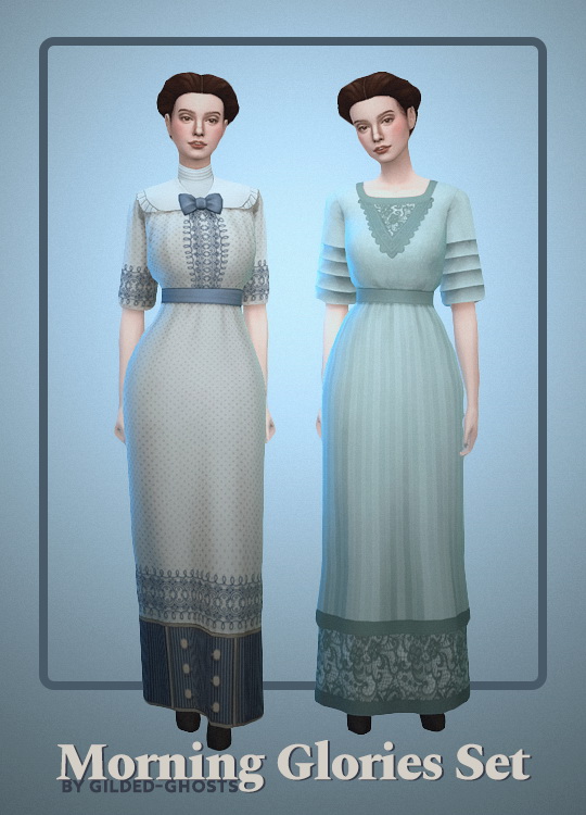Sims 4 Morning glories dresses set at Gilded Ghosts