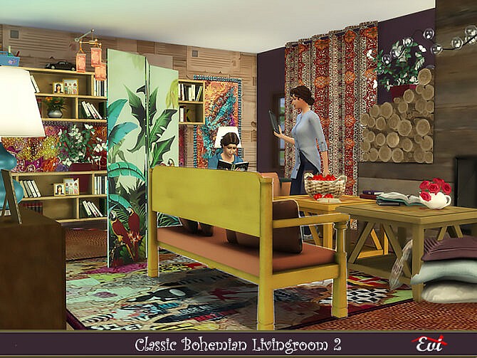 Sims 4 Classic Bohemian Livingroom 2 by evi at TSR