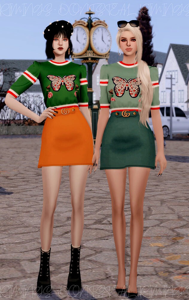 Sims 4 Burterfly Top & Skirt at RIMINGs
