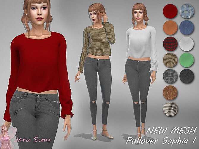 Sims 4 Pullover Sophia 1 NEW MESH by Jaru Sims at TSR