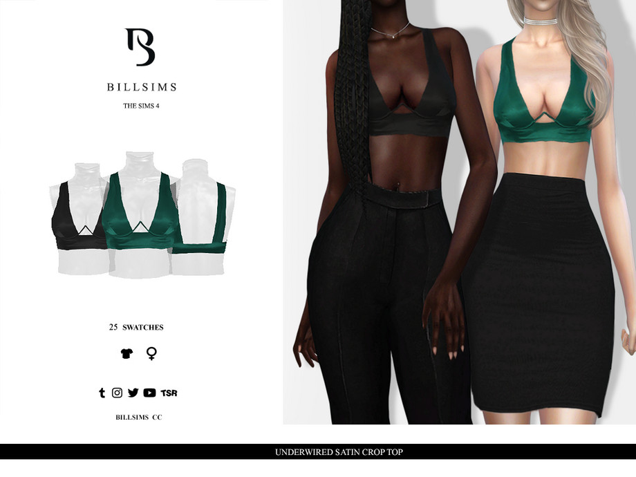 Underwired Satin Crop Top By Bill Sims At Tsr Sims Updates