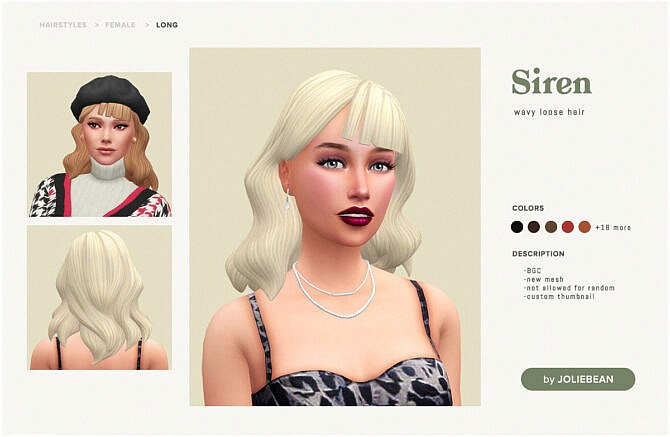 Sims 4 Siren Hair at Joliebean