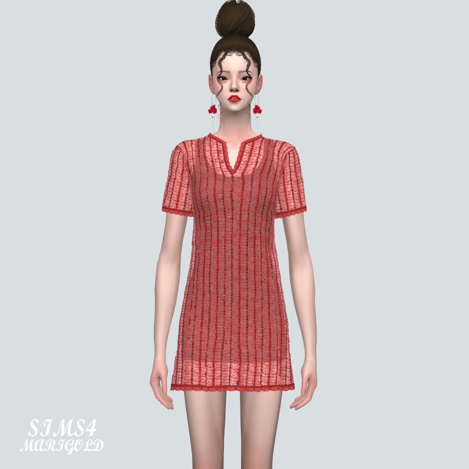 Knit Mini Dress at Marigold » Sims 4 Updates