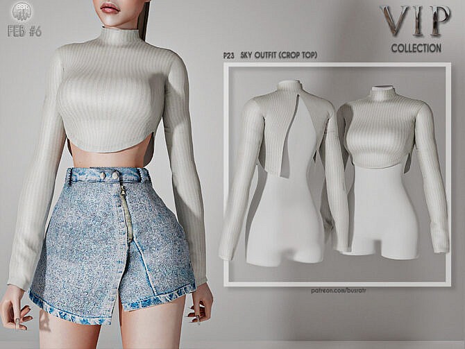 Sims 4 Sky Outfit (CROP TOP) P23 by busra tr at TSR