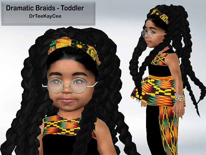 Sims 4 Dramatic Braids Hair For Toddler by drteekaycee at TSR