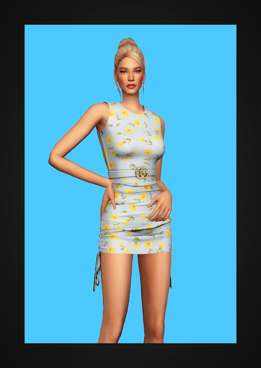 Sims 4 Belted Shirring Dress at Gorilla