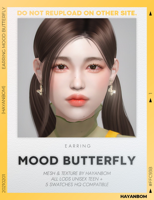 Sims 4 EARRINGS MOOD BUTTERFLY at Hayanbom