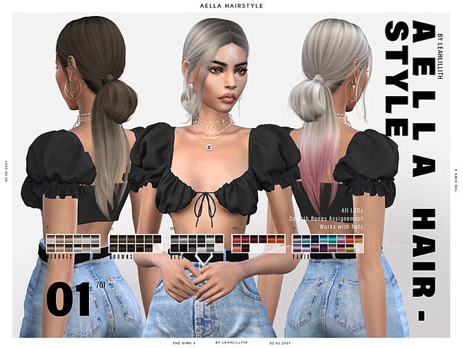 Sims 4 Aella Hairstyle by Leah Lillith at TSR