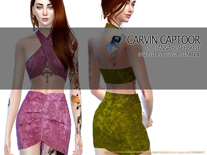 Sims 4 Danna Scarf Skirt by carvin captoor at TSR
