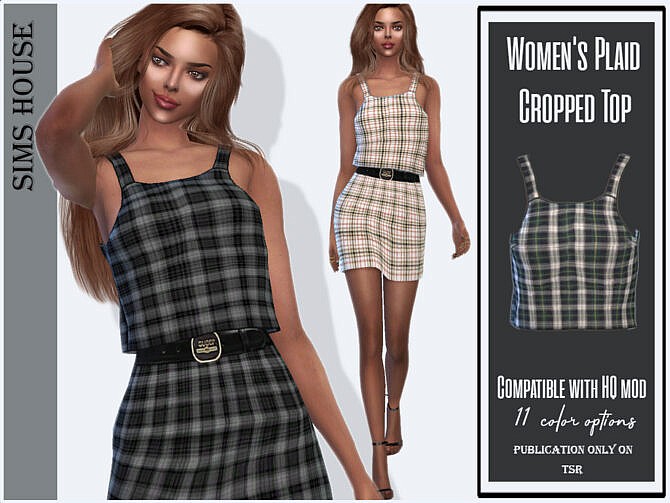 Sims 4 Plaid Cropped Top by Sims House at TSR