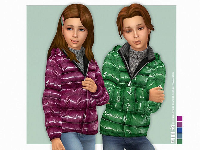 Sims 4 Shiny Jacket Kids by lillka at TSR