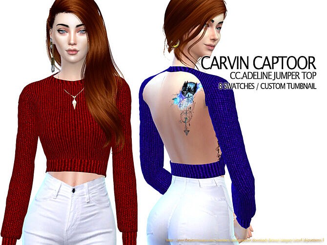Sims 4 ADELINE JUMPER TOP by carvin captoor at TSR