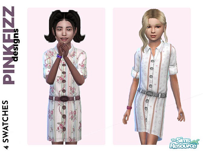 Sims 4 Spring Shirt Dress by Pinkfizzzzz at TSR