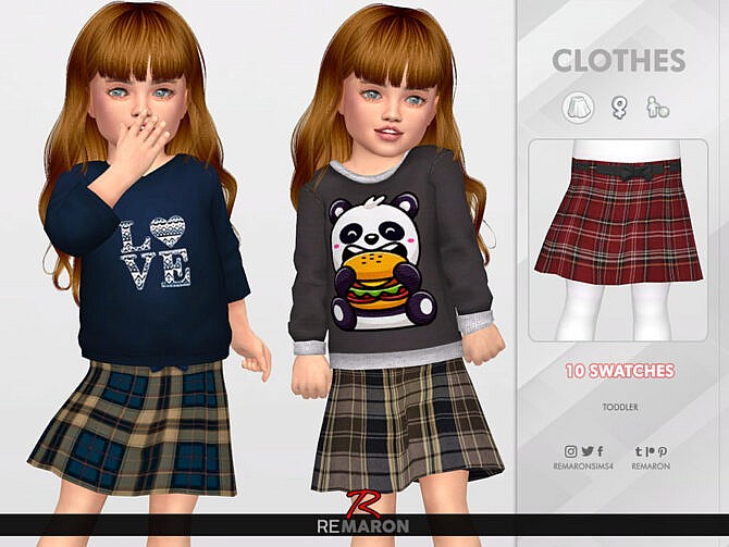 Sims 4 Grid Skirt for Toddler 01 by remaron at TSR