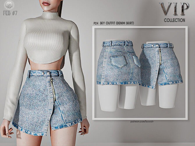 Sims 4 Sky Outfit (DENIM SKIRT) P24 by busra tr at TSR