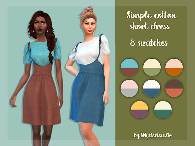 Sims 4 Simple cotton short dress by MysteriousOo at TSR