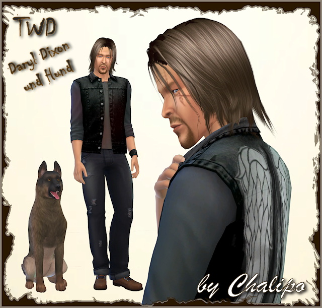Sims 4 TWD Daryl Dixon and the dog by Chalipo at All 4 Sims