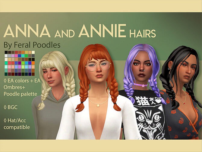 Sims 4 Anna Hair by feralpoodles at TSR