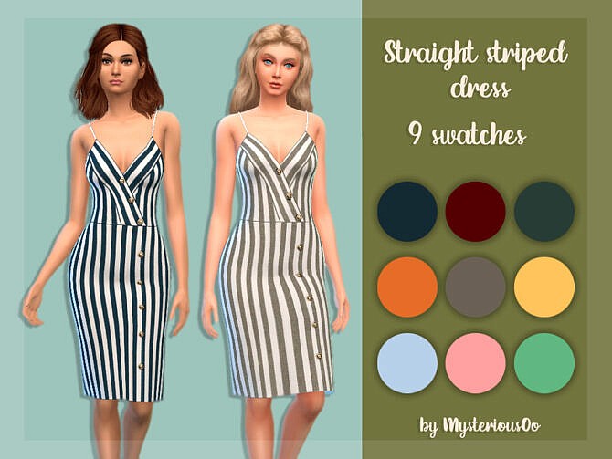 Sims 4 Straight striped dress by MysteriousOo at TSR