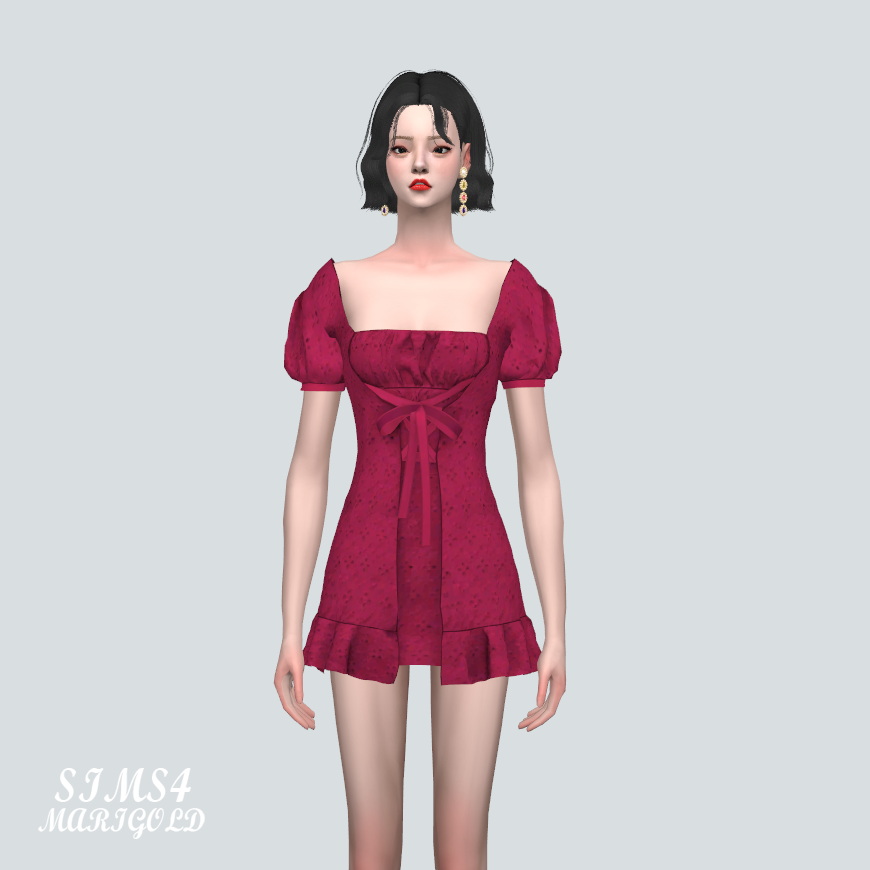 Ribbon Mini Dress at Marigold » Sims 4 Updates