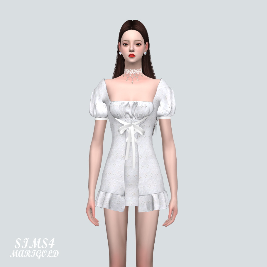 Ribbon Mini Dress at Marigold » Sims 4 Updates