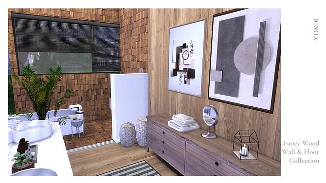 Sims 4 Fancy Wood Wall & Floor at Dinha Gamer