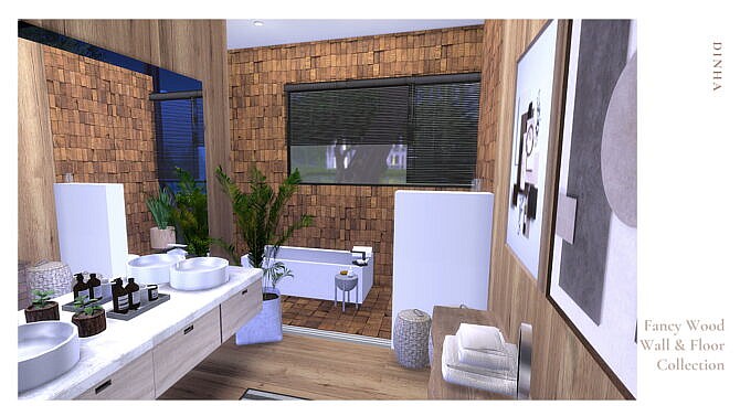 Sims 4 Fancy Wood Wall & Floor at Dinha Gamer