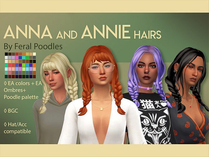 Sims 4 Annie Hair by feralpoodles at TSR