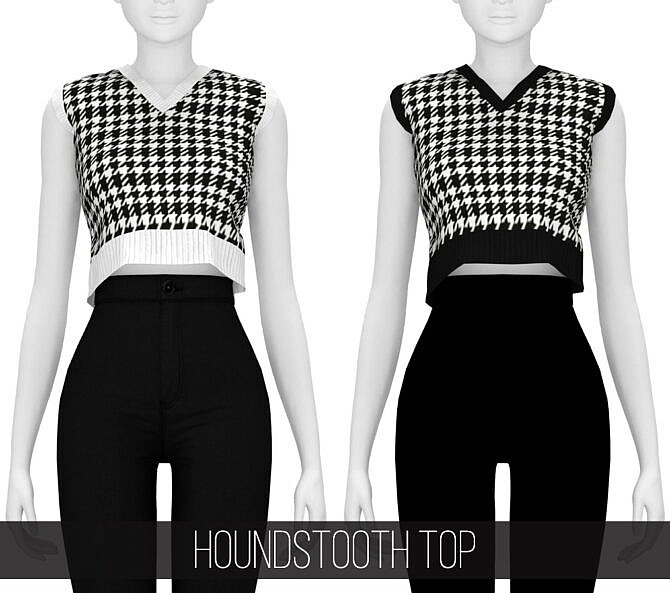 Sims 4 HOUNDSTOOTH TOP at Fifths Creations