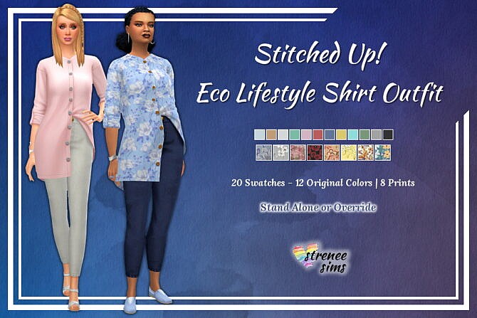 Sims 4 Stitched Up! Eco Lifestyle Shirt Outfit at Strenee Sims