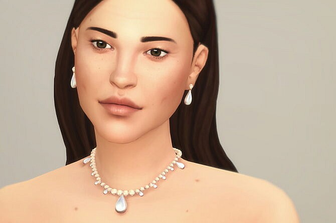 Sims 4 Gem and pearl drop earrings & necklace I at Rusty Nail