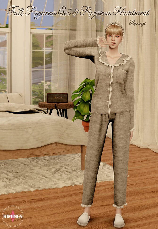 Sims 4 Frill Pajama Set at RIMINGs