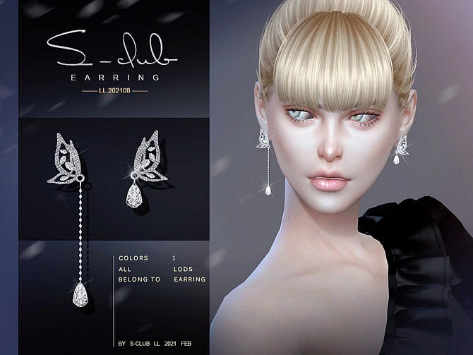 Sims 4 Butterfly earrings 2021028 by S Club LL at TSR