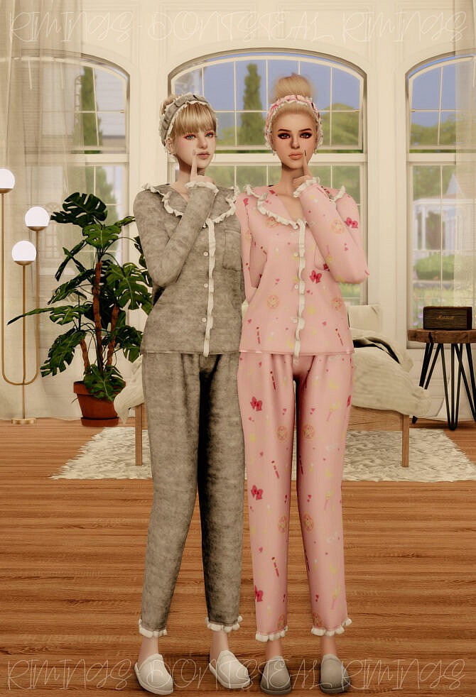 Sims 4 Frill Pajama Set at RIMINGs