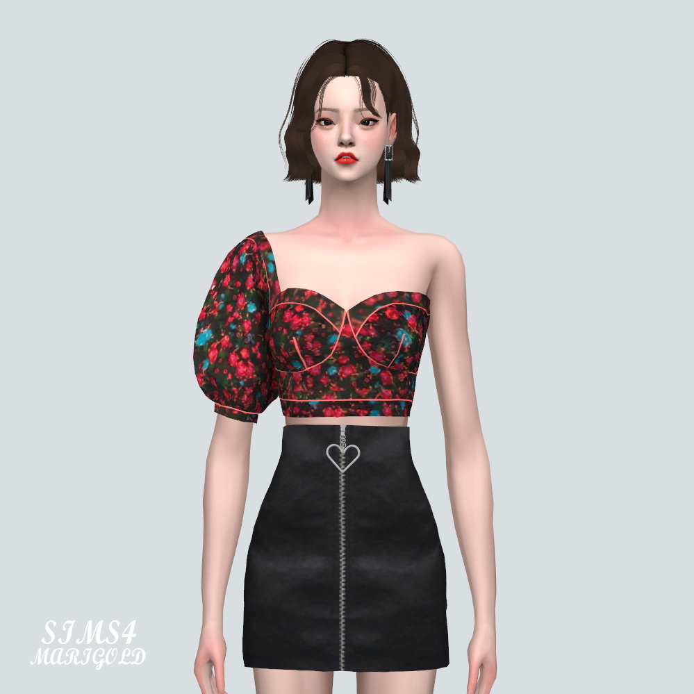 Unbalance Puff Sleeves Blouse V2 at Marigold » Sims 4 Updates