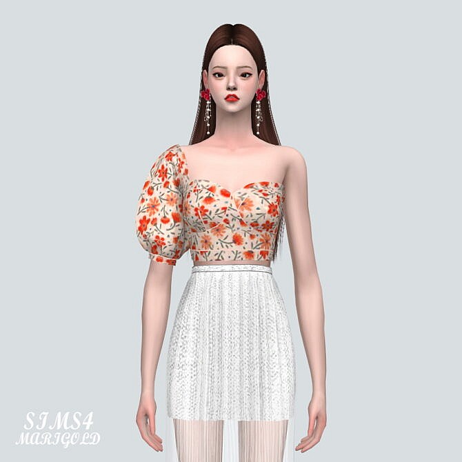 Sims 4 Unbalance Puff Sleeves Blouse V2 at Marigold